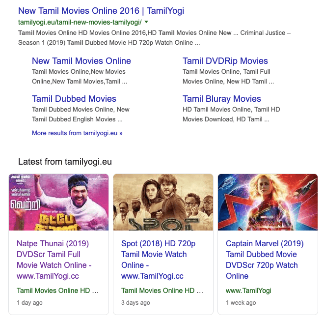 Tamil Yogi - featured in google